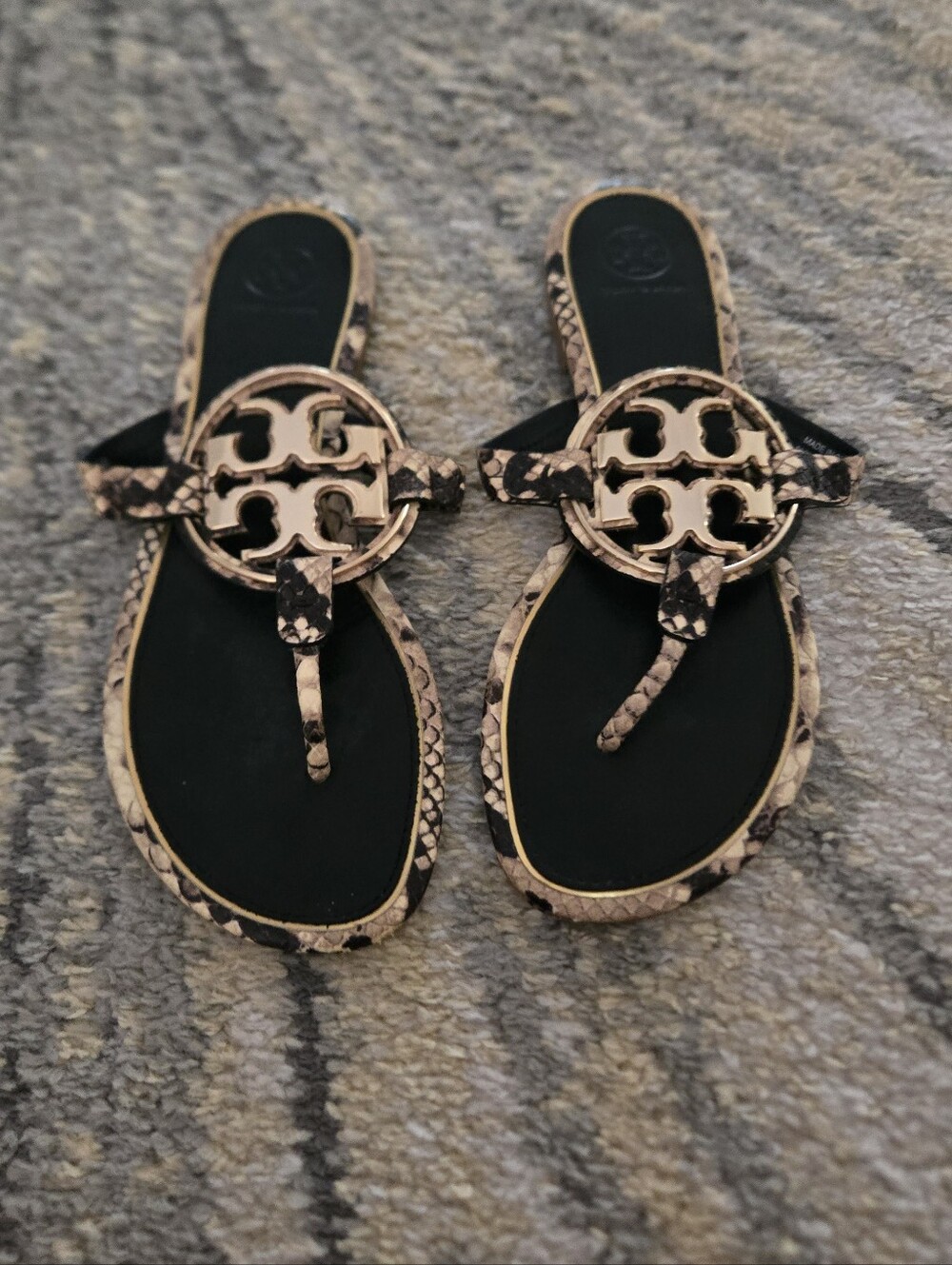 Tory Burch Miller Snake-Print Metal Miller Sandals